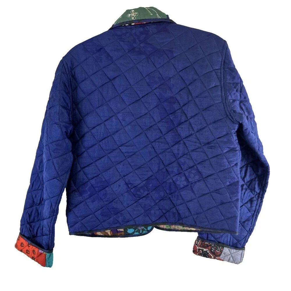 C:eed By Carla Freeman‎ Silk Reversible Jacket Satin Sequin Floral Button Small